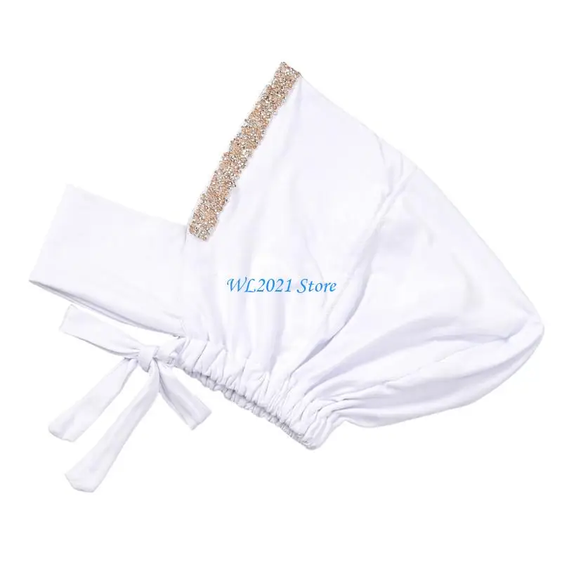 

G5GC Hot Drill Turban Hijab Hat Soft Breathable Sunproof Hat Indian Headwrap