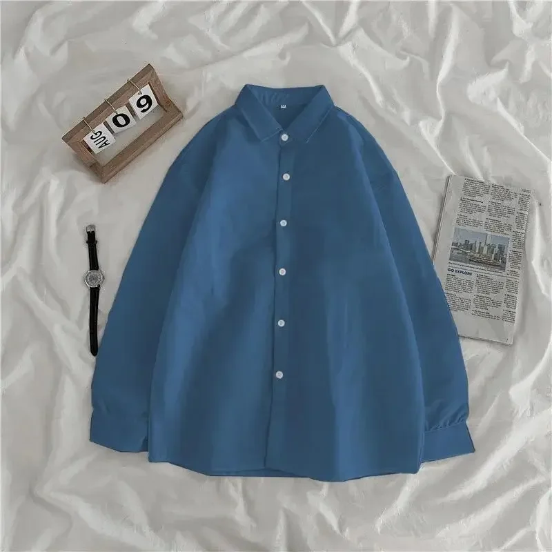 11-kolorowe koszule damskie Vintage Solid Office Lady Baggy Streetwear Odzież Harajuku Temper Minimalistyczny Casual Daily Basics 2023