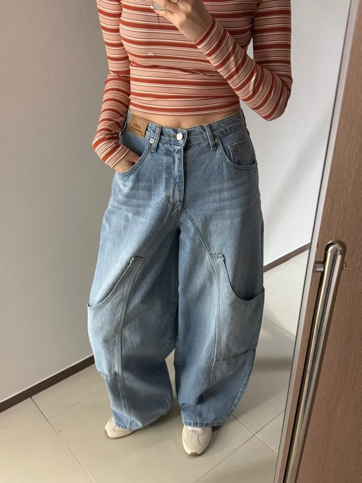 

Женские джинсы SML с высокой талией и широкими штанинами, весна-осень 2026, уличный стиль, с большими карманами, синие джинсовые брюки (XH66798)