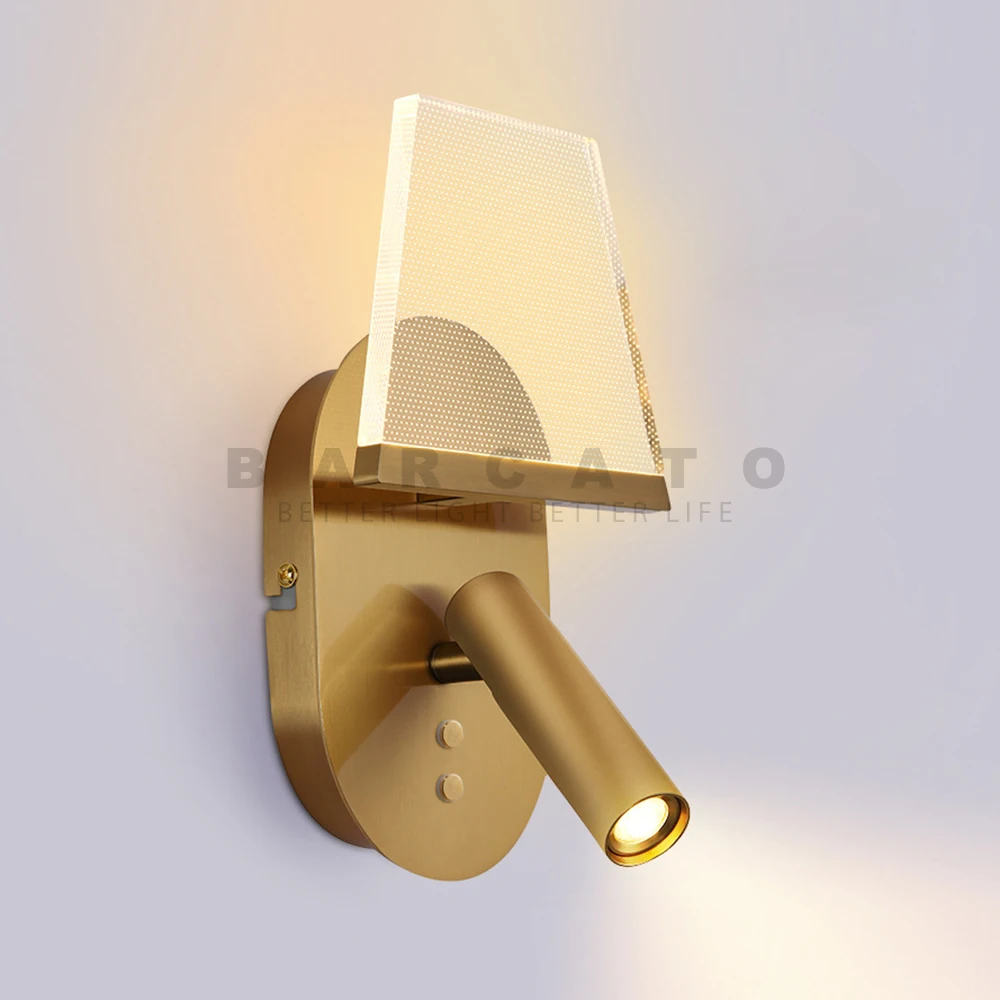 LED Wall Lamp Nordic Double Head Adjustable Wall Lights Creative Bedroom Bedside Reading Lamps Indoor Background Gold Decor