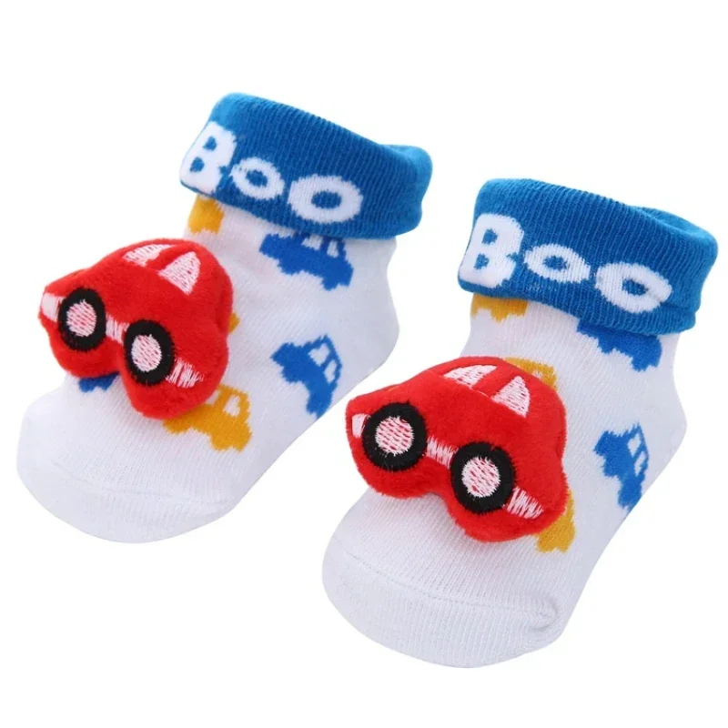 READY STOCK 0-12months Newborn New Cartoon Anti-skid Three-dimensional Doll Baby Socks Striped Dot Cute Children\'s Socks