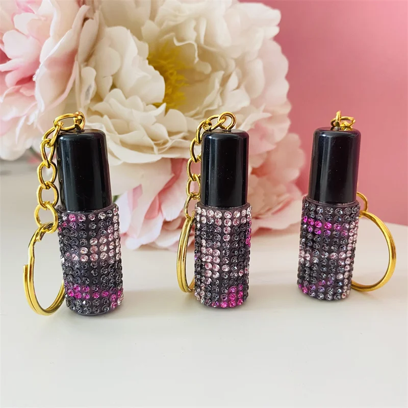 New Popular Glitter Diamond Mini Eyelash Brush Key Ring Mini Mascara Wand