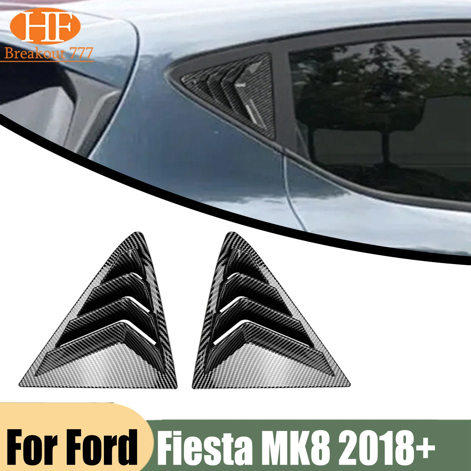 For Ford Fiesta MK8 2018+ Car Rear Louver Window Side Shutter Cover Trim Sticker Air Vent Scoop ABS
