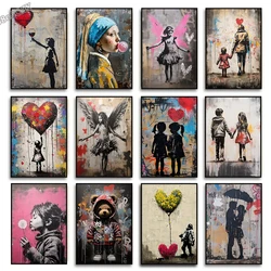Banksy Boy Girl with Balloon Street Art Posters Prints on Canvas Pop Graffiti Art Canvas Painting Cuadros Wall Art Home Decor