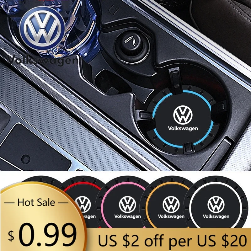 

For VOLKSWAGEN VW New 2pcs Car Coaster Mats Water Cup Non-slip Pads For Volkswagen GOLF 5 Tiguan Polo Golf 6 Golf 7 Jetta Access
