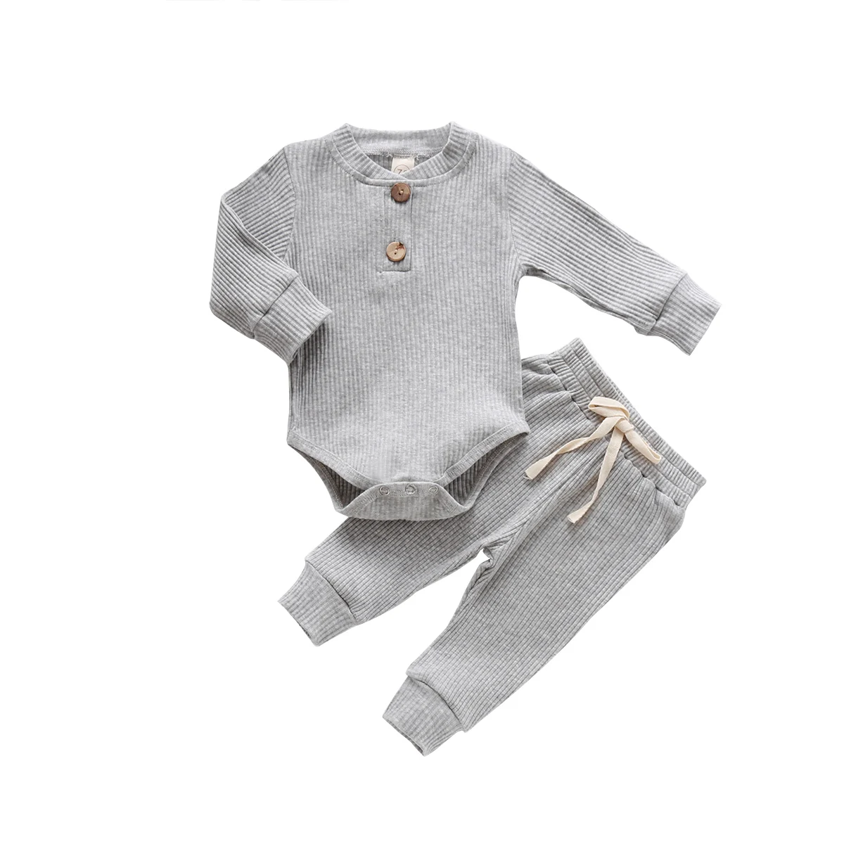 Newborn Unisex Baby Fall Winter Clothes Long Sleeve Romper Tops and Casual Pants Infant 2Pcs Outfits Set