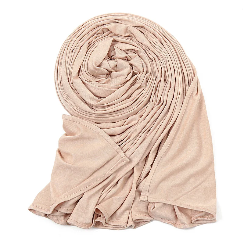 Soft Stretch Scarf Solid Color Hijab Simple Shawl Elegant Head Wrap Bandana Turban Casual Sunscreen Travel Beach Towel