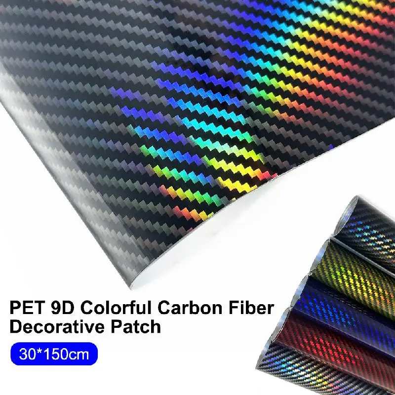 Holographic Carbon Fiber Vinyl Wrap High Gloss Car Wrapping Vinyl Film With Air Release Technology Auto Sticker Decal Film Sheet