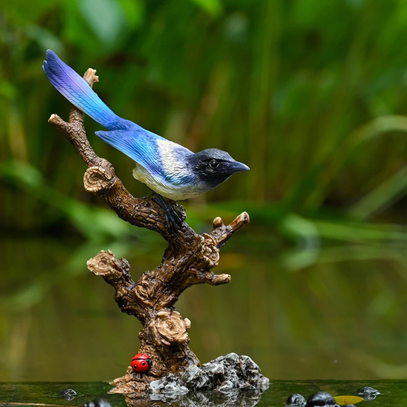Simulation magpie ornament garden bonsai rockery landscaping decoration resin bird desktop living room porch furnishings