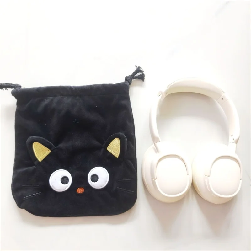 Chococat Plush Drawstring Bag Black Cat Cute Travel Drawstring Pouch Cartoon Anime Kawaii Organizer Storage Bags view 3