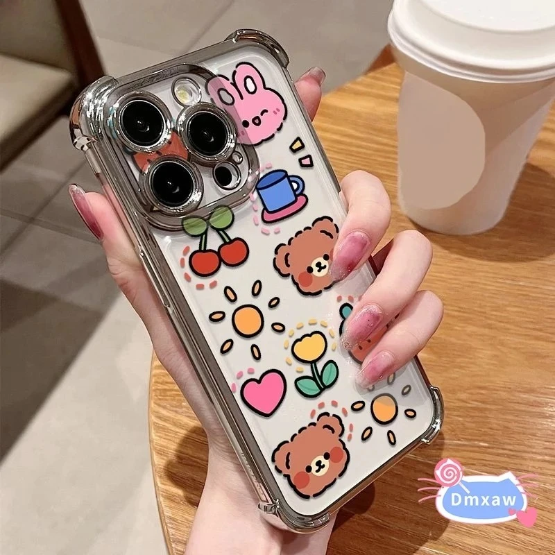

For Honor GT 5G 300 Ultra 200 Pro 100 90 80 70 60 Pro Magic 7 Pro Phone Case Cartoon Luxury Bear Rabbit Cherry Flower Soft Cover
