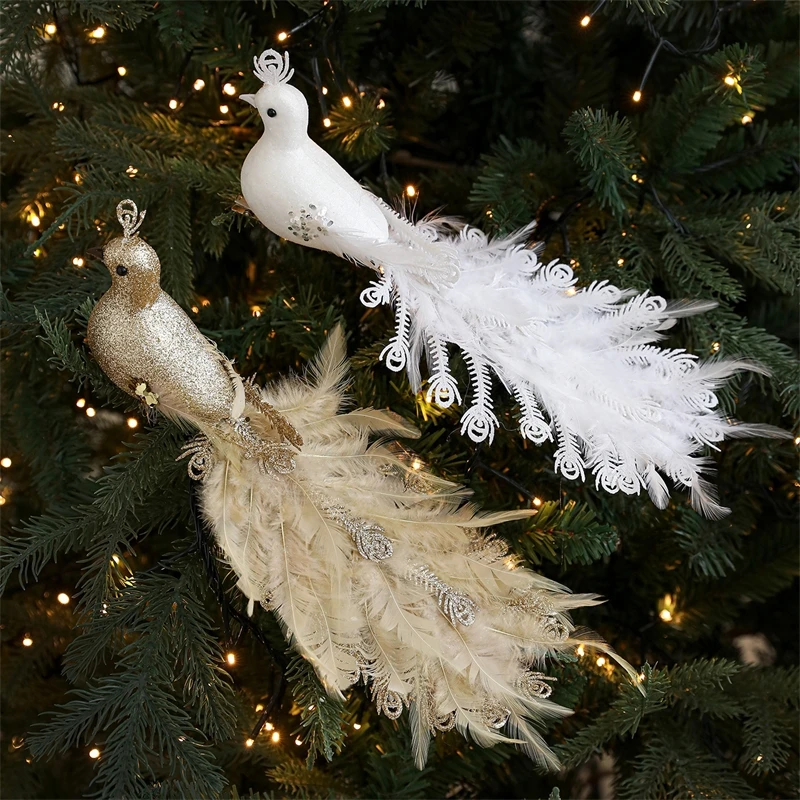 Realistic Feather Colorful Bird Ornaments For Christmas Tree Faux Birds On Branches Table Centerpiece Decor For Kids And Couples