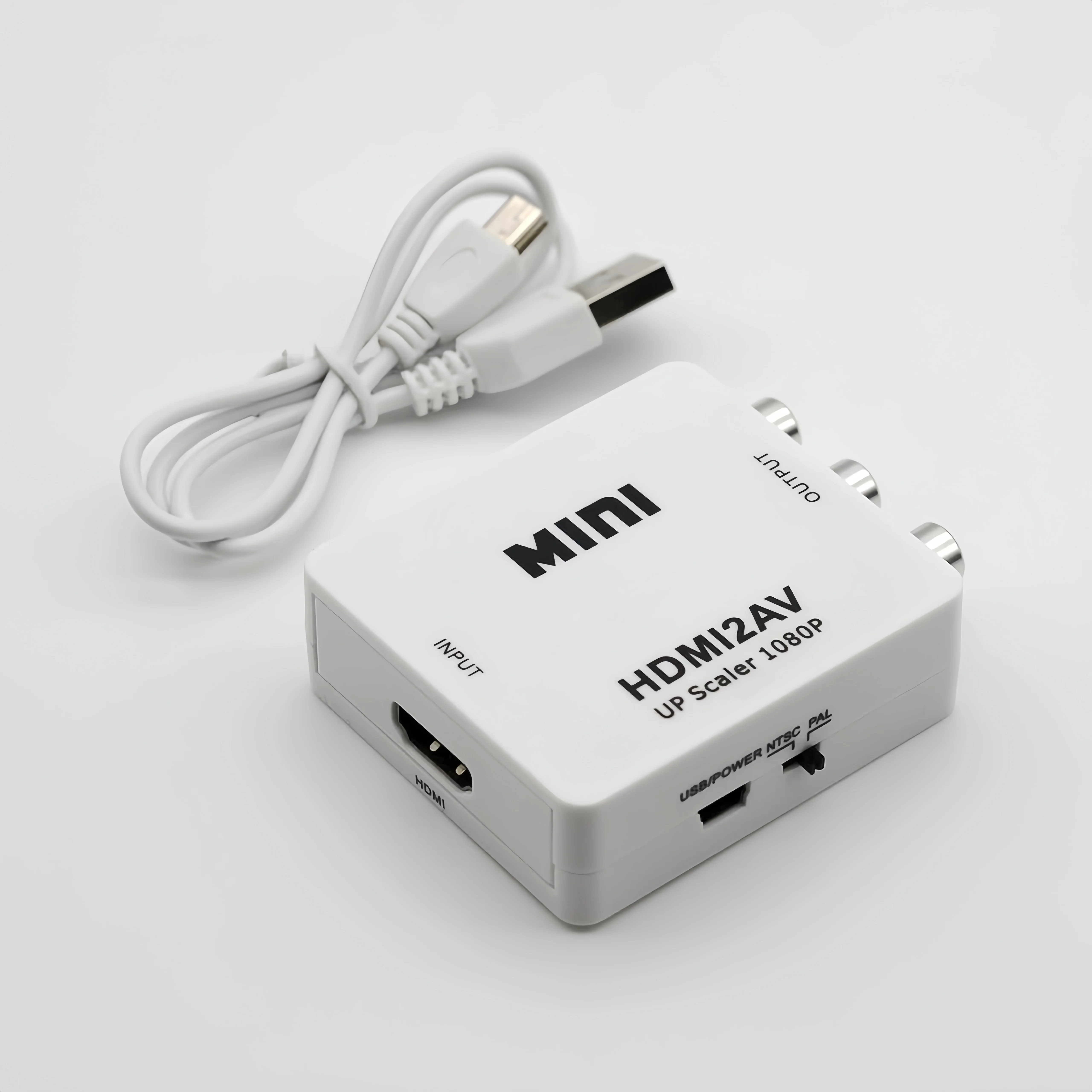 10PCS 미니 HDMI-3RCA 변환기 1080P 비디오 분배기 및 변환기 TV/PS3/DVD/VCR(팔/NTSC)용 CVBS 어댑터 포함
