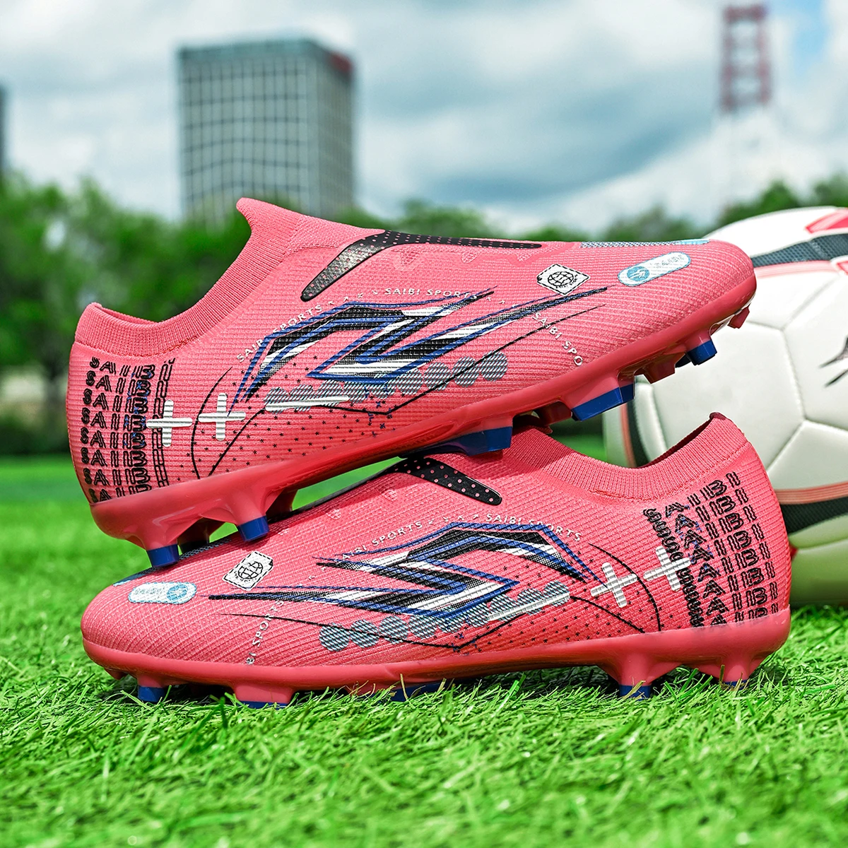 

Anti-abrasion AG /FG Soccer Boots PU Elastic Fabric Upper TPU Stable Grip Sole Cost-effective Adult Teenager Grass Sneakers