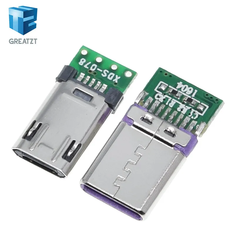 2020 NEW Micro Male Plug With PCB Solder Plate Double-sided Micro 5P Plug Usb Connector+ Type-C Male USB Connector With 4Pin PCB