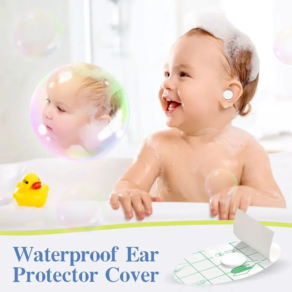 60pcs Kids Shower Waterproof Ear Stickers Shield Earmuffs Anti-wear Heel Disposable Bath Swim Cover Protector for Kids Adults