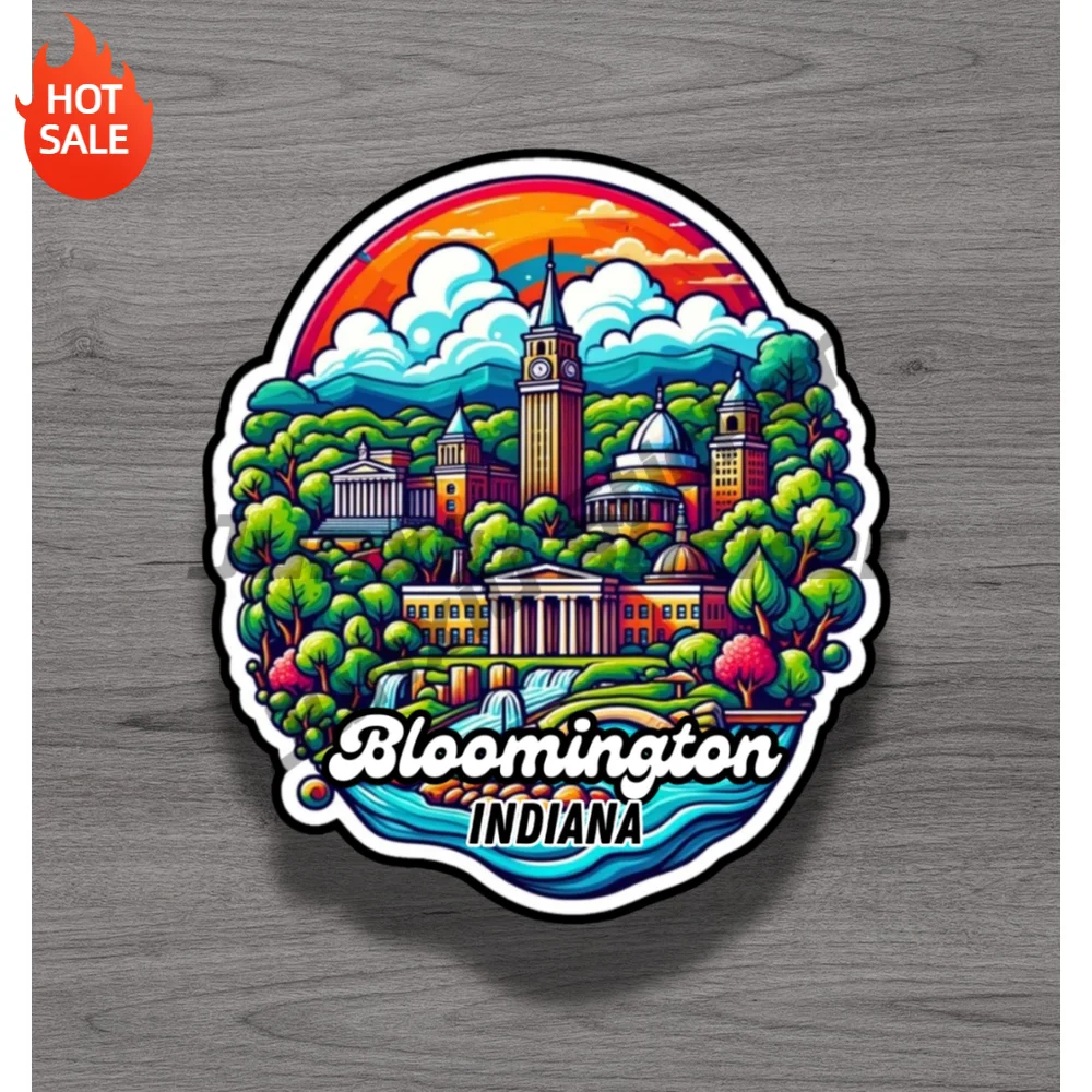 Bloomington Indiana Travel Souvenir Vinyl Sticker For Laptop And Suitcase Self Adhesive Decal