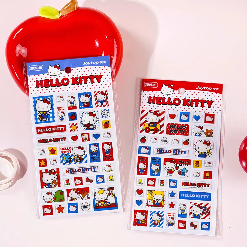 Genuine Sanrio Hello Kitty 3D Stickers Cartoon Kt Cat Crystal Toy Decals Water Mug Phone Planner Journal Decor Sticker Girl Gift