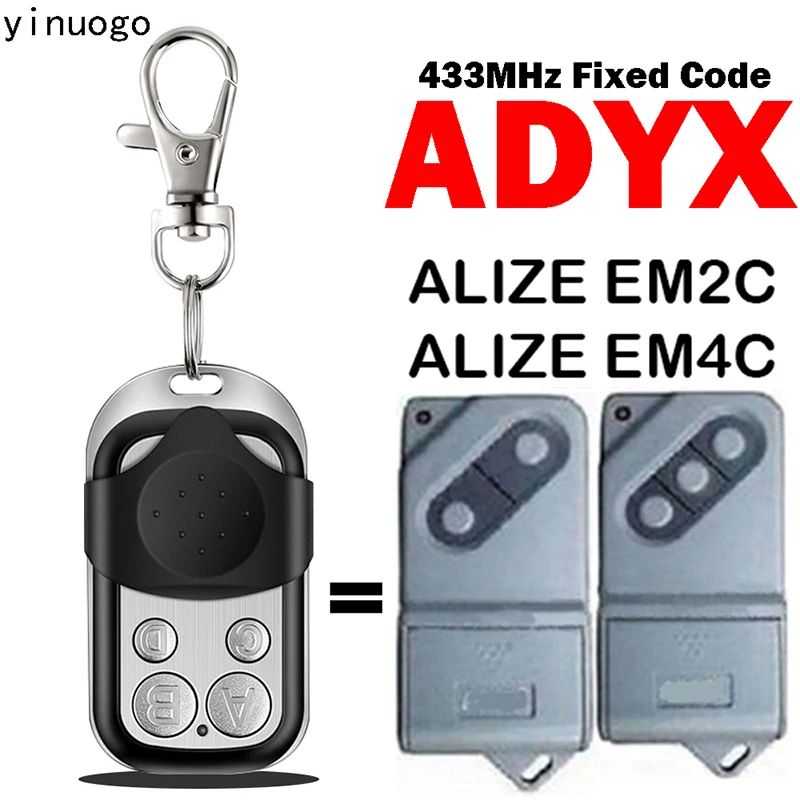 

ADYX For ALIZE EM2C EM4C Пульт дистанционного управления гаражными воротами совместим с электрическим дверным передатчиком ALIZE EM2C EM4C 433 МГц с фиксированным кодом