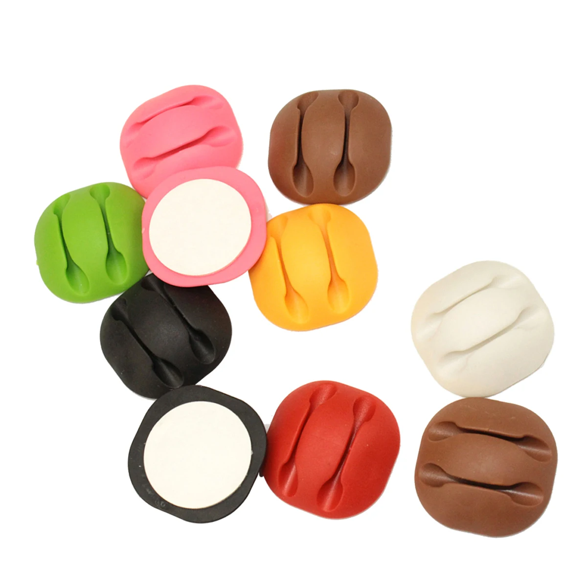 

12pcs Colorful Desktop Cable Clip Organizer 2-Slot Table Cord Management for Charge Wire (Mixed Color)
