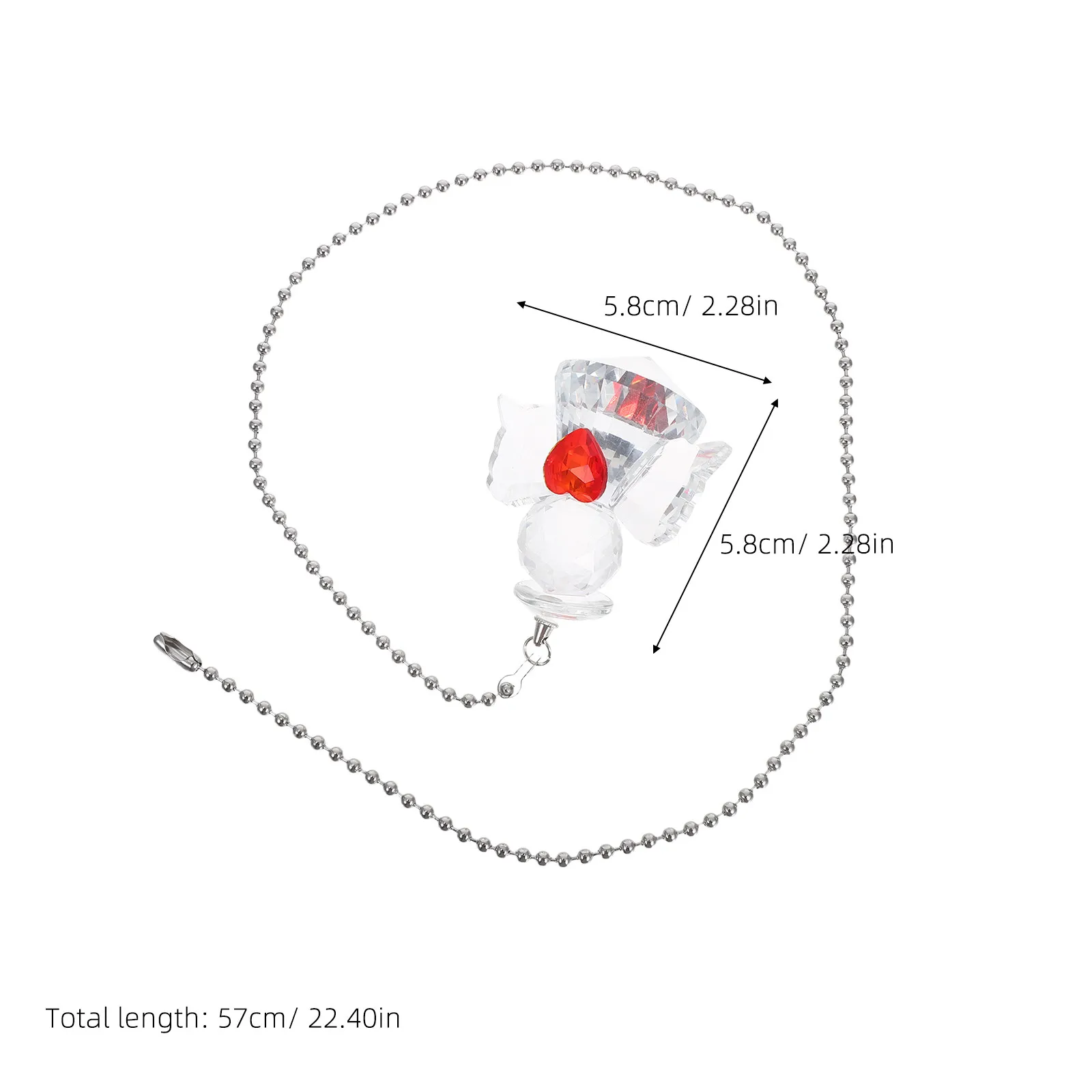 2Pcs Angel Crystal Ceiling Fan Pull Chain Extenders Elegant Faceted Glass Decorative Extension Connector for Lighting Fan