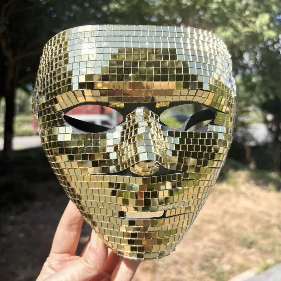 انفجارات ديسكو قناع عاكس حفلة الهالوين C قطعة أثرية مرآة كاملة الوجه مغطاة بتأثير فسيفساء رائع هدية حفلة عيد الميلاد #6