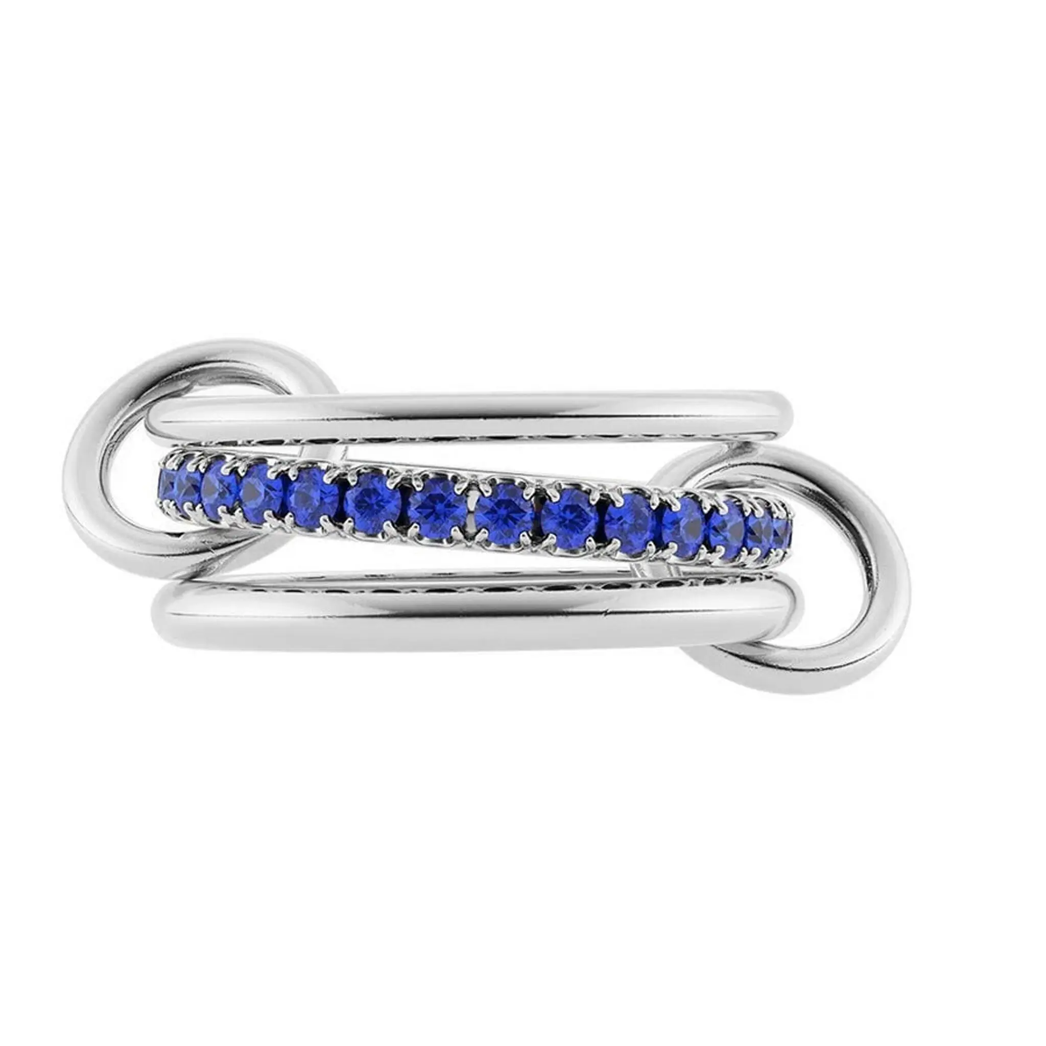 2026 Blue Cubic Zirconia 3 Band Link Rings Connect for Women Engagement Distinctive Chic Charm Jewelry