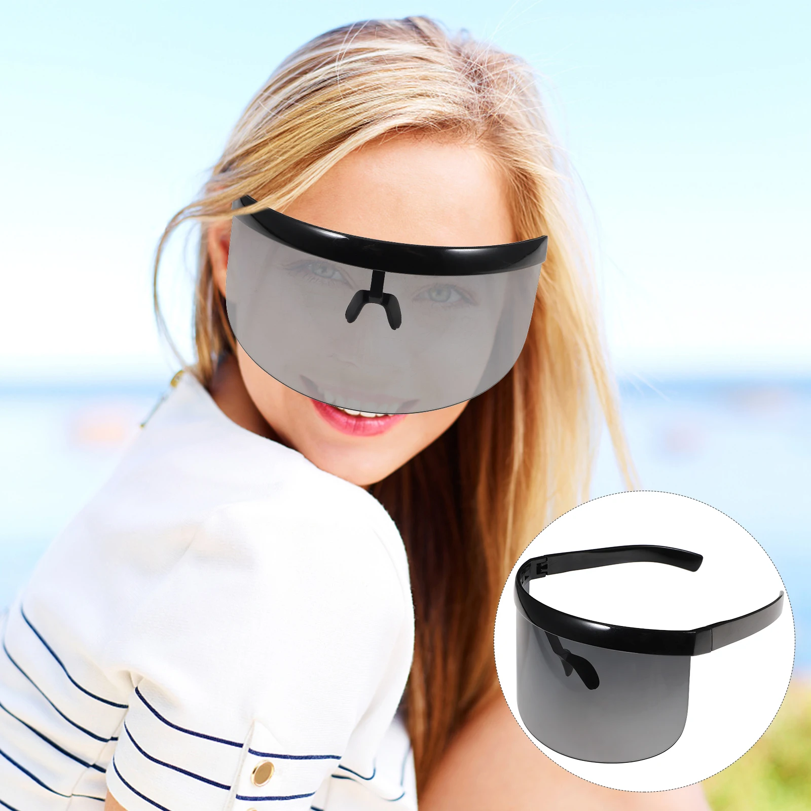 

New Super Large Windproof Sunglasses Unisex Protective Eyewear Anti-Peep Uv Protection Lightweight Black Sunglasses For Outdoor