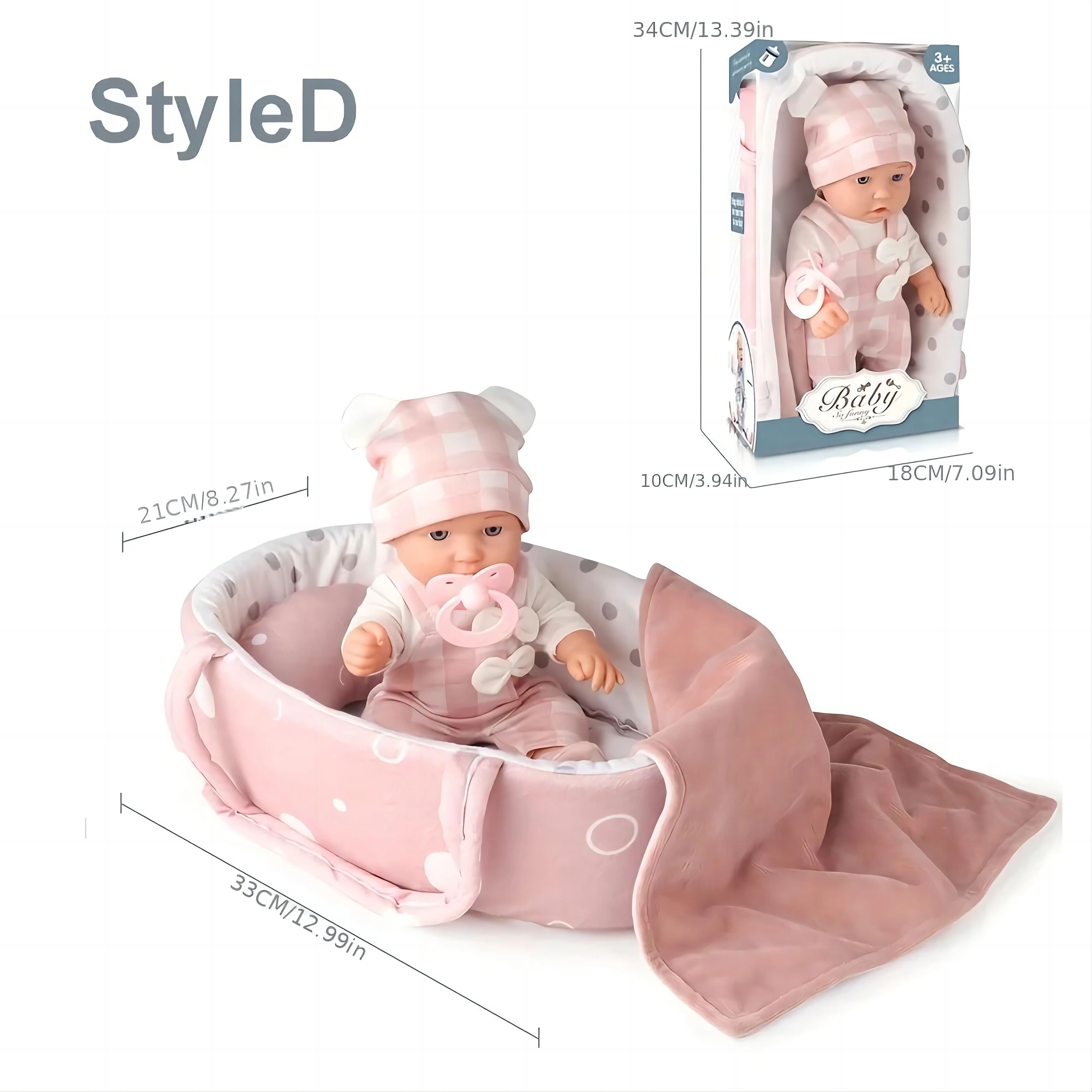 Baby Pop Speelset In Geschenkdoos Met Accessoires Roze Fopspeen, Vinyl Reborn Pop Speelgoed, Verjaardagscadeau Voor Kleine Meisjes Peuters