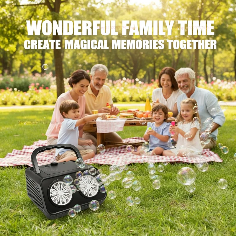 2개의 팬이 있는 자동 버블 머신 업그레이드, 분당 50000개 이상의 버블 생성, 휴대용 버블 메이커, 어린이 야외 실내 파티 장난감 선물