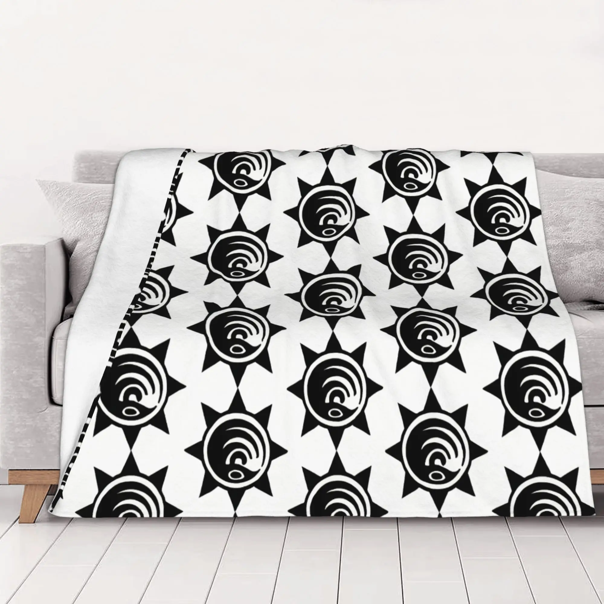 1PC Home Cutecore Gachiakuta Cleaners Logo Black MTG Blanket Super Cosy Plush Home Living Room Sofa Halloween