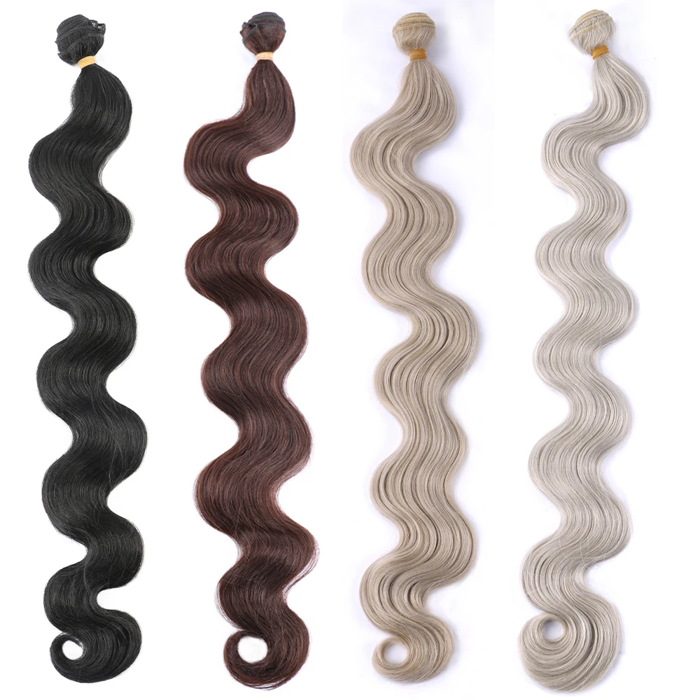 

Body Wave Hair Weave Bundles High Temperature Synthetic Hair Bundles Double Weft Fiber Extensions