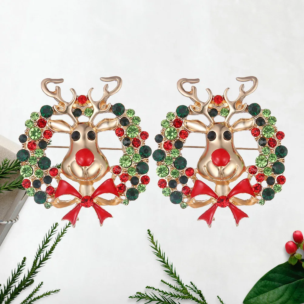 2 قطعة إِلْكَة عيد الميلاد رئيس جارلاند بروش سبيكة غرامة براعة دائم طويلة الأمد زي مجوهرات للجنسين بروش