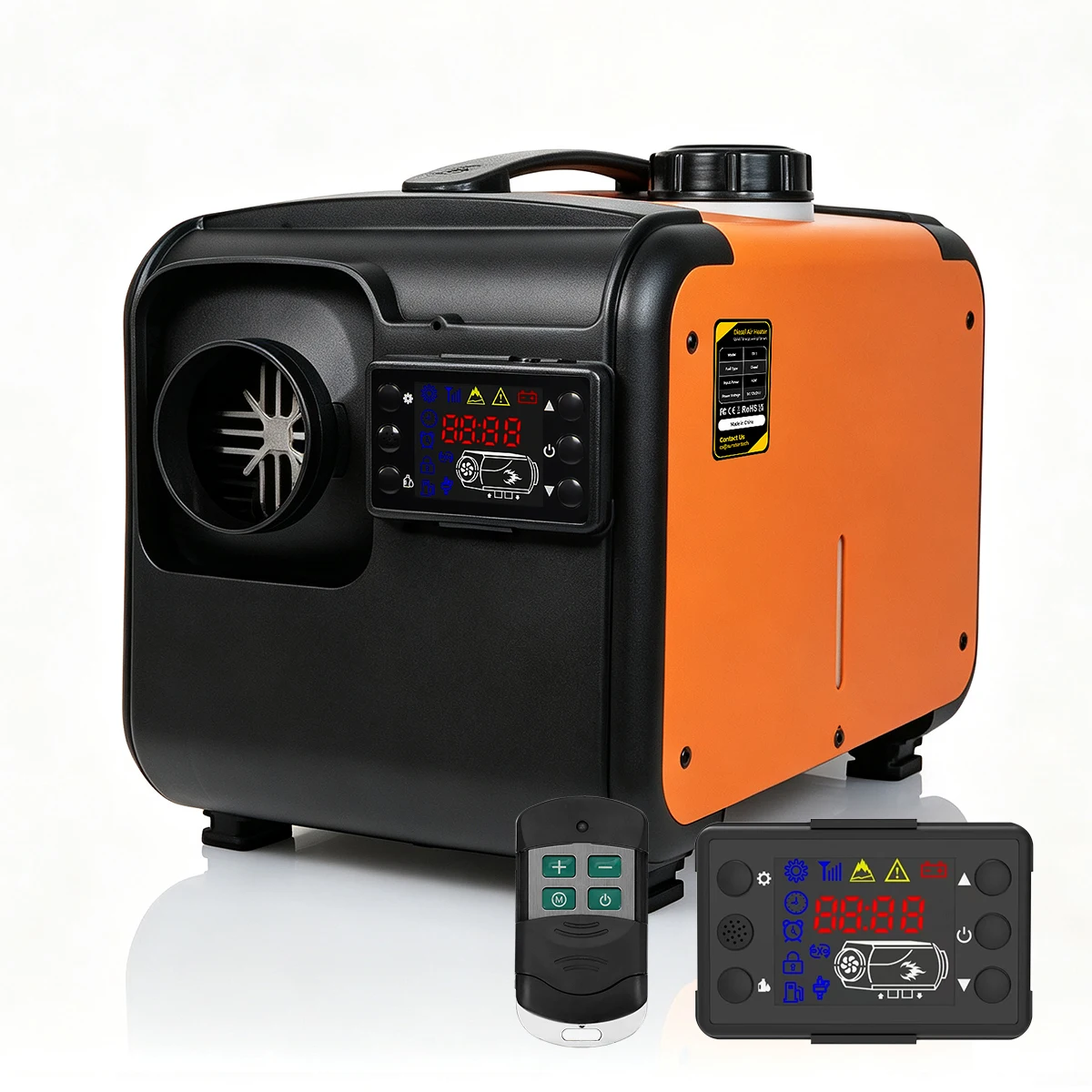 Sunster TP1 8KW All-in-One Tragbare Diesel-Standheizung, 12V 24V, Heizkern, LCD-Display, Fernbedienung, geringer Kraftstoffverbrauch 0,11-0,38L/H, 5L Tank 20H, All-in-One-Kit, Überhitzungs- und