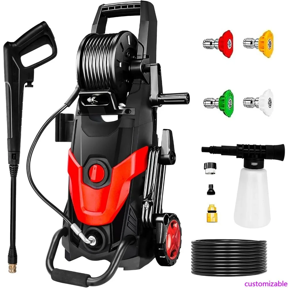 

Портативная мойка высокого давления с 4 быстроразъемными насадками для чистки автомобилей и заборов