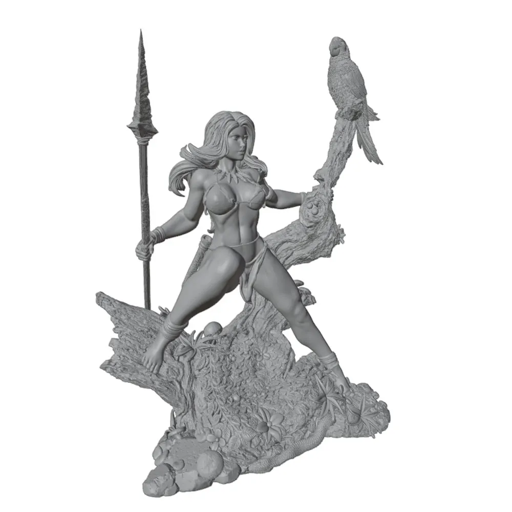 Miniatura guerrera femenina de resina – Figura GK 75/100/120mm – DIY sin montar - imagen 4