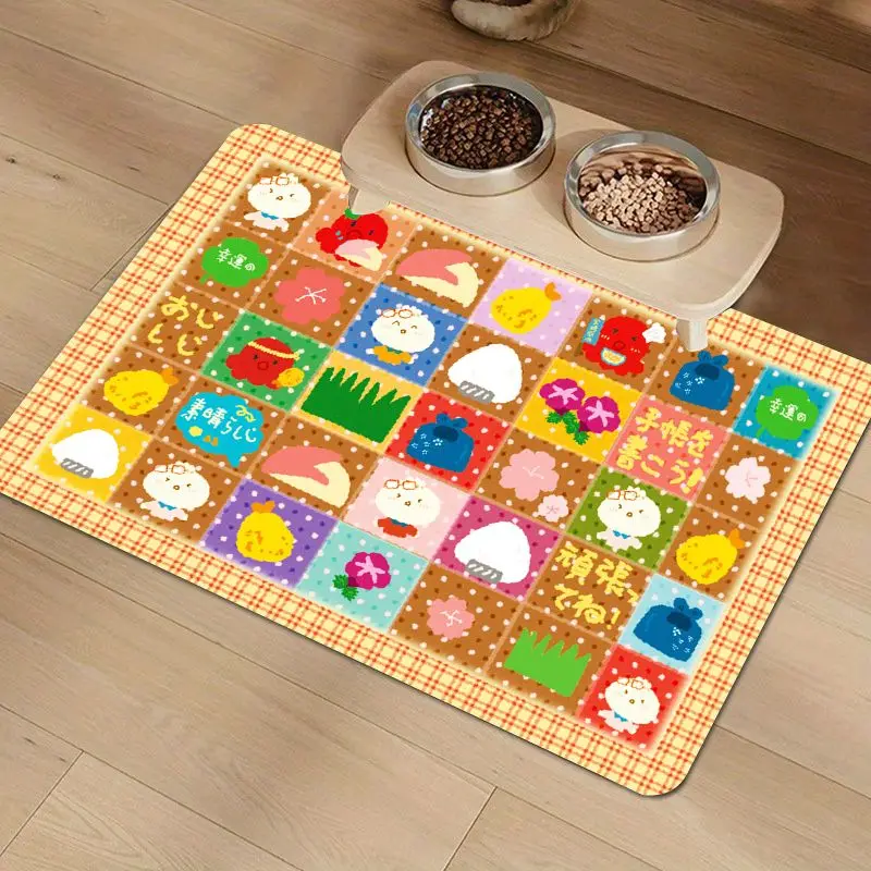 VIKAMA Cat & Ramen Food Diatom Mud Pet Feeding Mat, 8 Designs, Non-Slip Washable Absorbent Dog Cat Mat