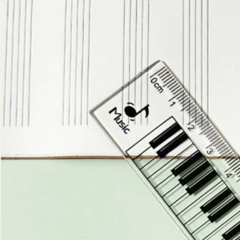 15cm Creative Piano Keyboard Ruler Transparent Centimeter Scale Measuring Tool for Office School Daily Use