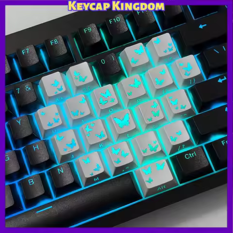 21-Key Butterfly Keycap Mechanical Keyboard Heart-Shaped Side-Printed Custom Keycaps PC Gaming Keyboard Accessory Gift Collect