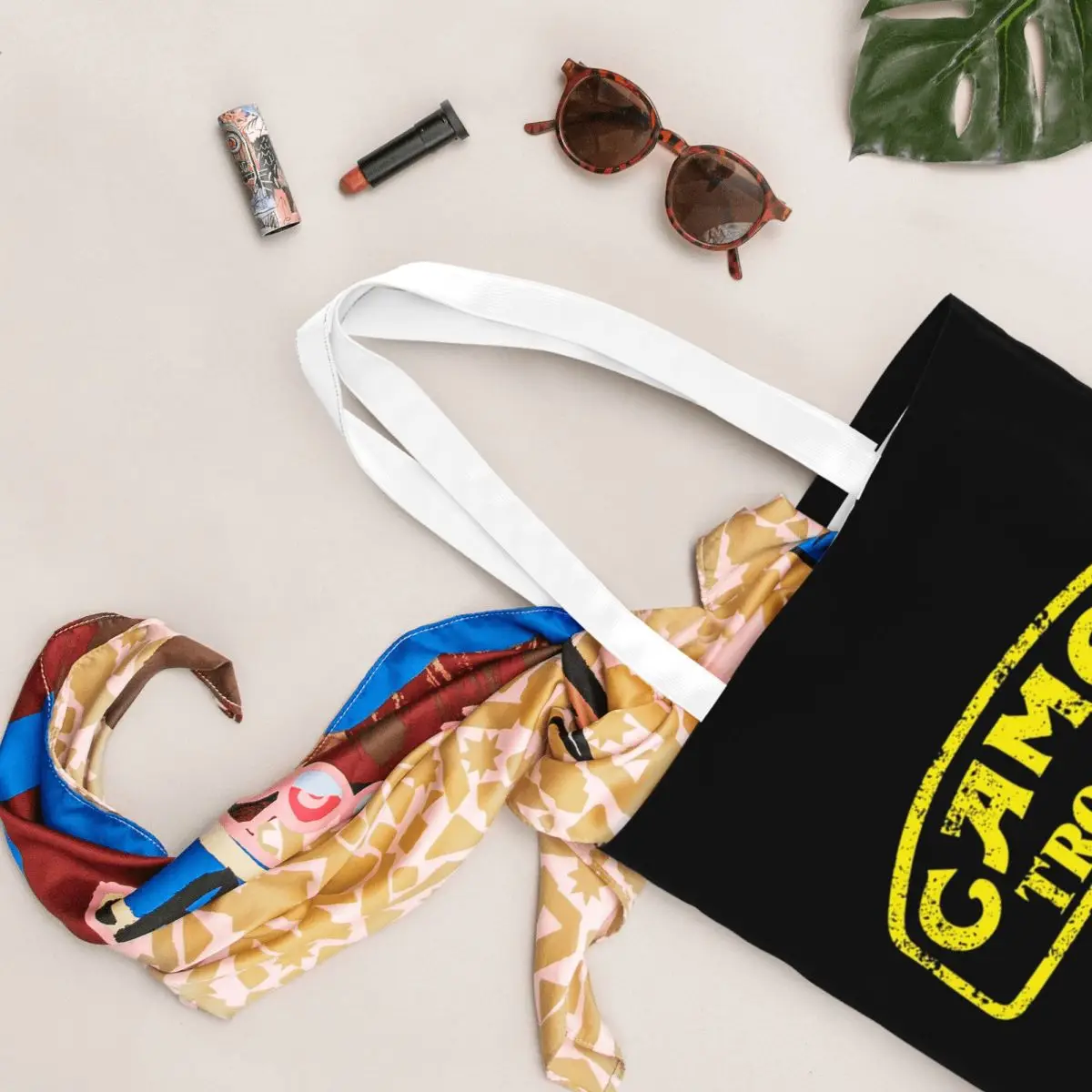 กระเป๋าช้อปปิ้งแคมเมล ทริฟฟี่ผ้าแคนวาส กระเป๋าโท้ทแบบพับได้สำหรับเด็กผู้หญิง กระเป๋าสะพายไหล่ กระเป๋าเดินทาง