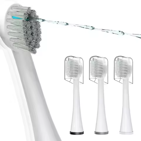 Replacement Brush Head For Waterpilk Sonic-fusion 2.0 Toothbrush, Compact, White, Pack of 3, Soft Bristles