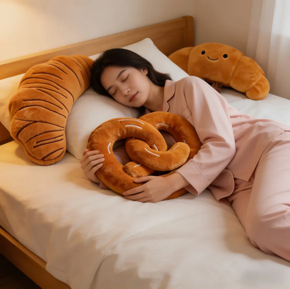 Creative Simulation Bread Plush Pillow Funny Cookie Pretzel Design Bedroom Dorm Nap Decor