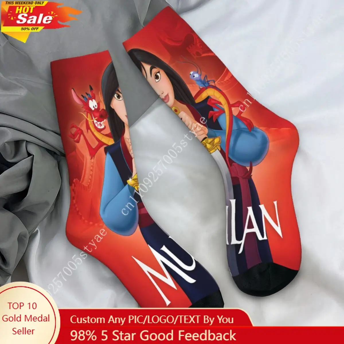 

Couple Socks Mulan And Mushu Stockings Autumn Modern Breathable Socks Pattern Cycling Anti Bacterial Socks