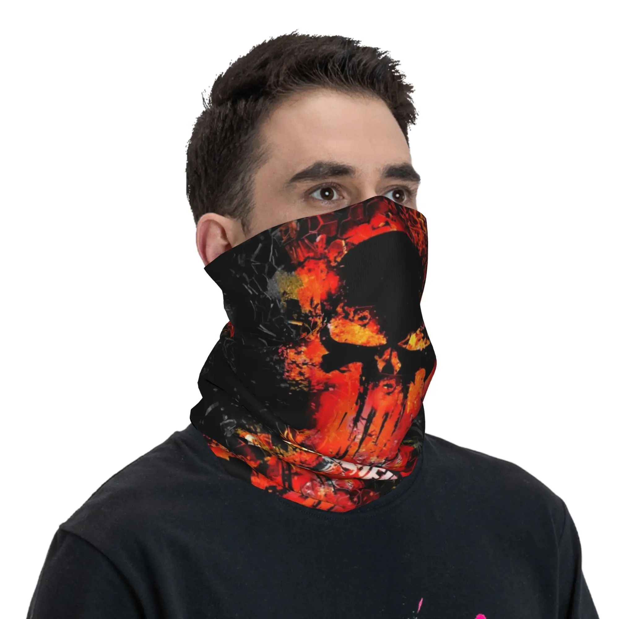 Personalizado punidor bandana pescoço mais quente feminino inverno tubo de esqui cachecol gaiter quadrinhos crânio símbolo rosto capa