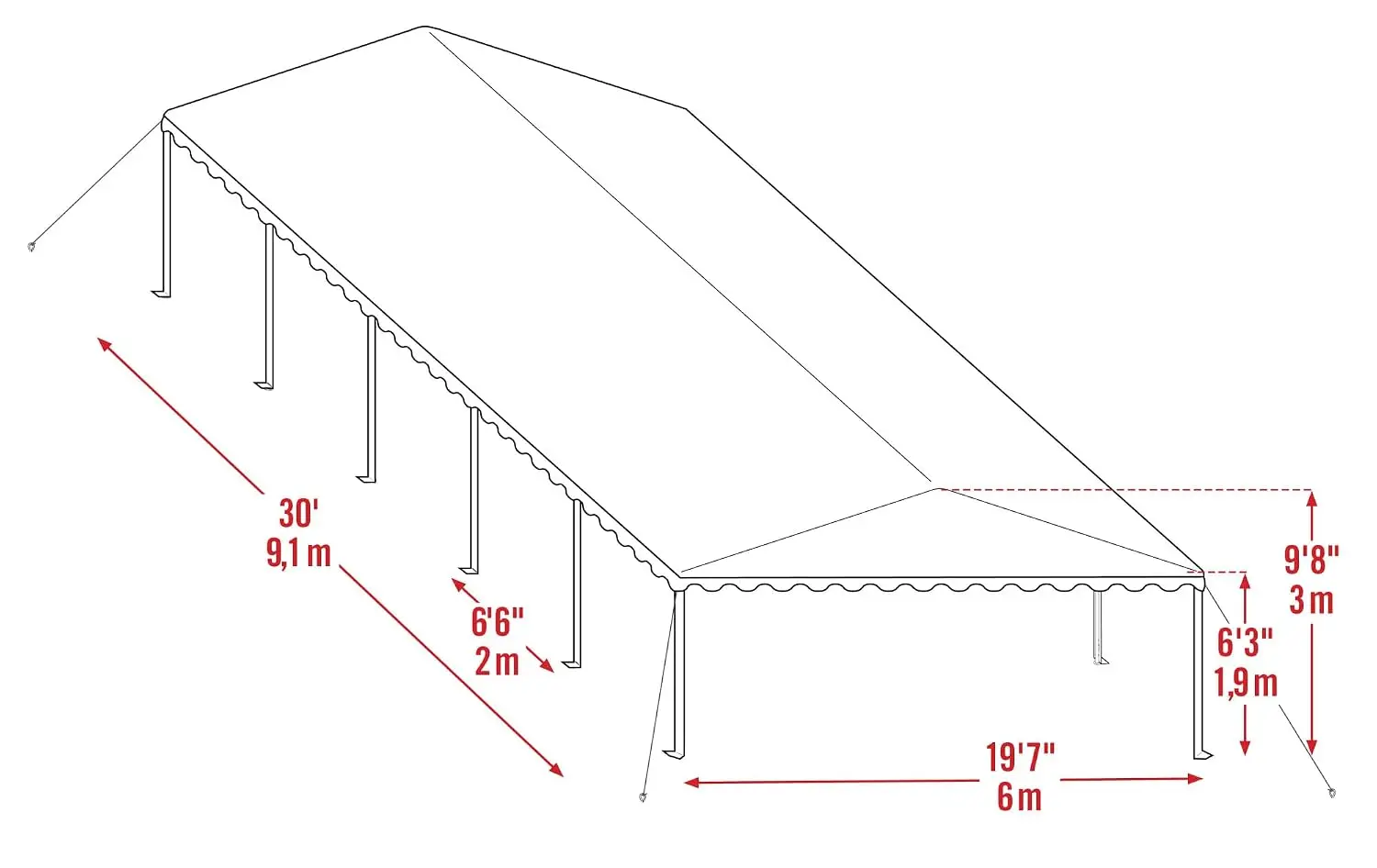 20 x 30 ft Commercial Grade Outdoor Party Tent, White | Heavy Duty Galvanized Steel Frame, Waterproof UV PVC Cover,, Customized