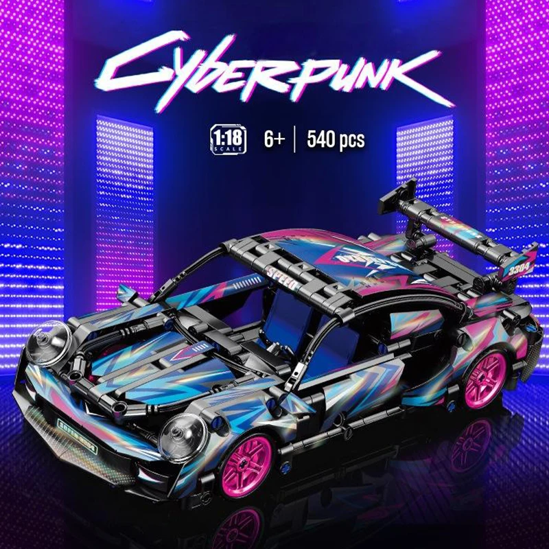 540PCS Super Sports Car Model Building Bricks Cyberpunk Rally Car Raceing Engineering Toys for Play and Display Model Toy Gift