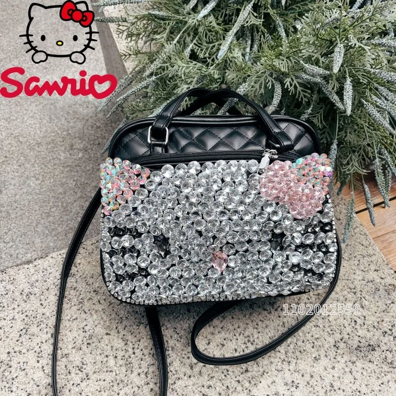  Hello Kitty New Fashion Diamond Backpack Cartoon Cute Women's Diamond Backpack Large Capacity Casual Women's Backpack