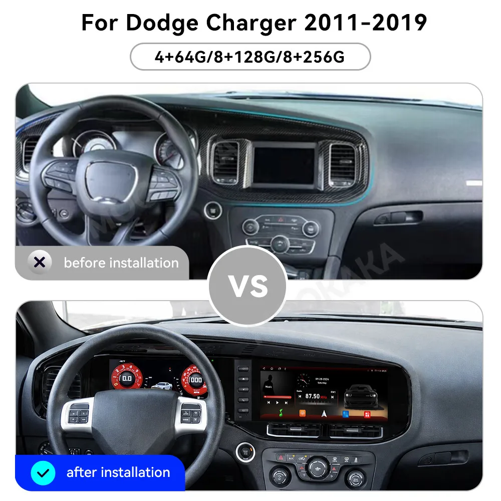 Android 13 Dual 12.3 Inch Screen For Dodge Charger 2011‑2019 Car Radio Multimedia Player GPS Navigation CarPlay Digital Cluster