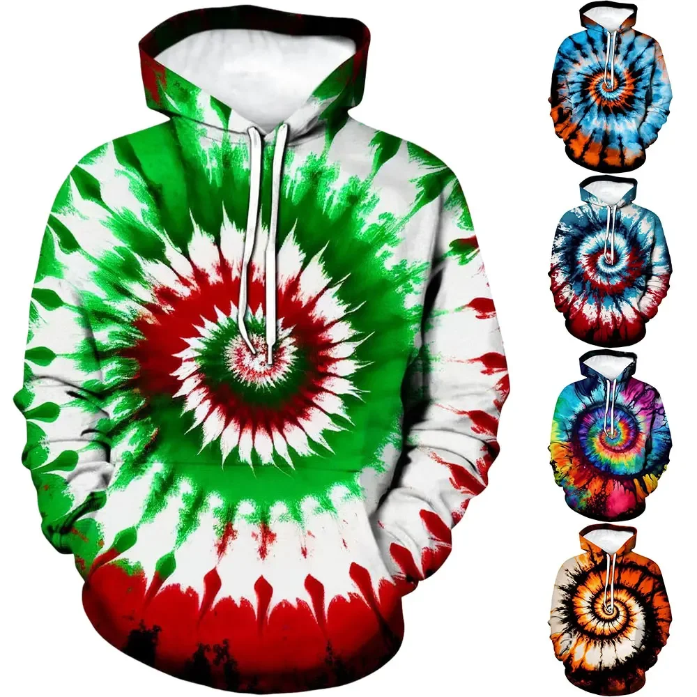 

Women's Sweater Hoodies Sweatshirts Velvet Winter Fashionable And Fun Colored Spiral Themed Tie Dye Long Sleeve Pullovers