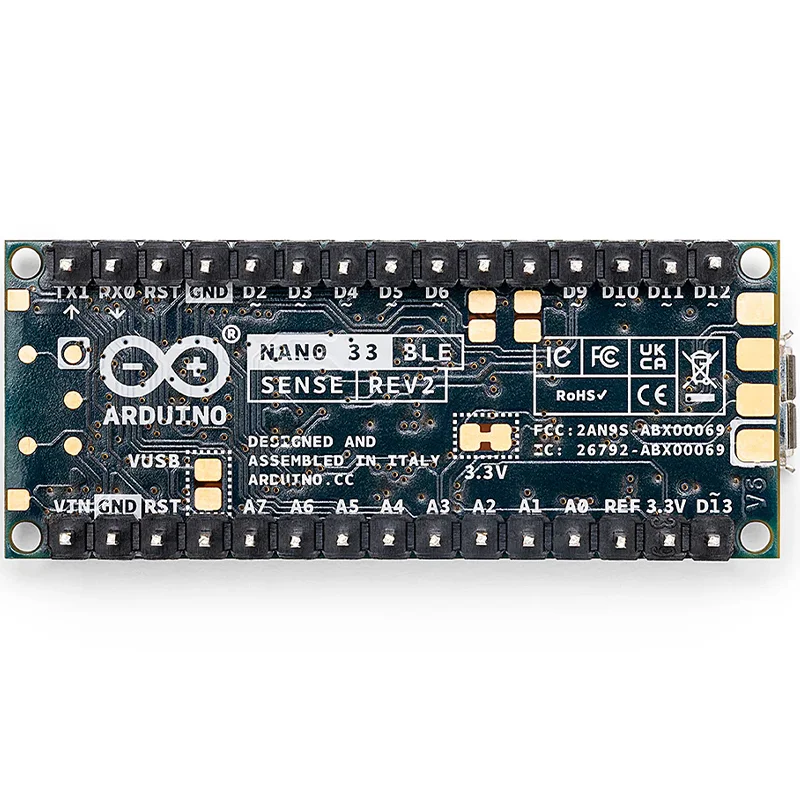 Arduino Nano 33 BLE Sense Rev2 مع رؤوس ABX00070 3.3V AI nRF52840 لوحة تطوير مستوردة أصلية إيطالية